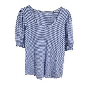 Talbots Blue and White Striped Short Sleeve Top Womens Size Small S